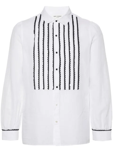 Saint Laurent contrasting lace-detail shirt White 679895Y2E25