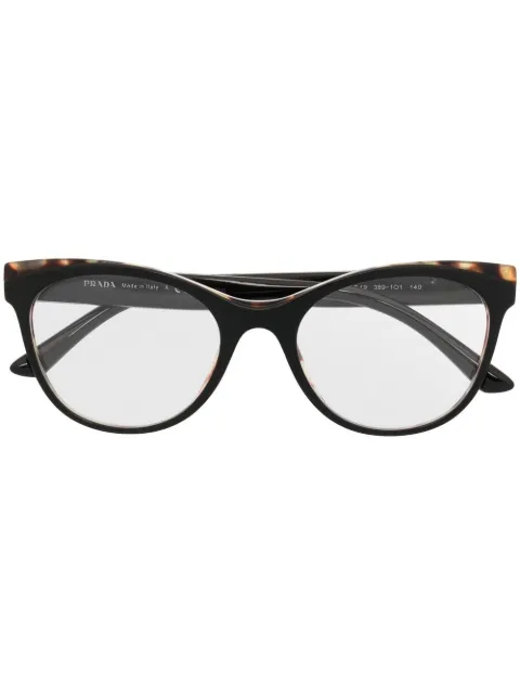 Prada Eyewear tortoiseshell-effect cat-eye frame glasses Black PR05WV3891O1