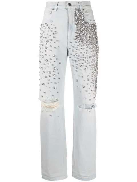Golden Goose cabochon-crystal bleached jeans Blue GWP00844P000626