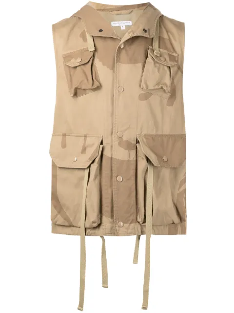 Engineered Garments Field animal-print gilet Brown 22S1C004