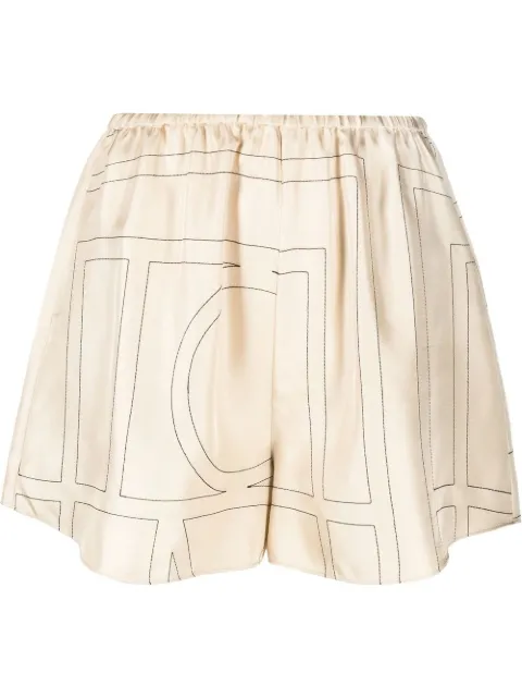 TOTEME monogram silk pj shorts ivory Neutrals 223226707926