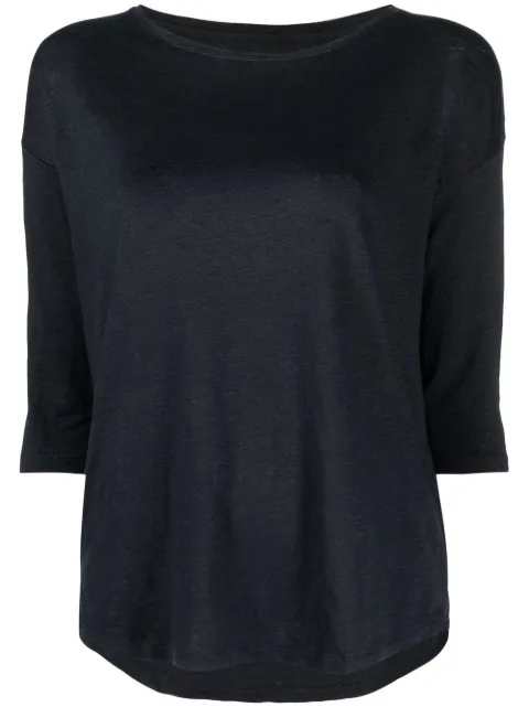 Majestic Filatures scoop-neck fine-knit top Blue M011FTS144