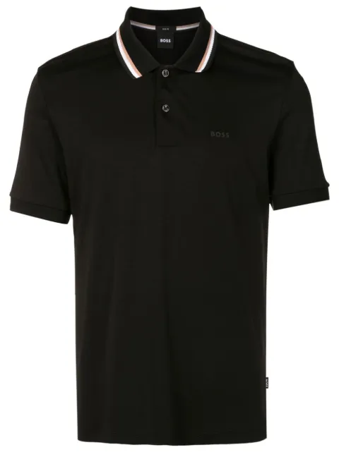 BOSS logo embroidered polo shirt Black 50469360