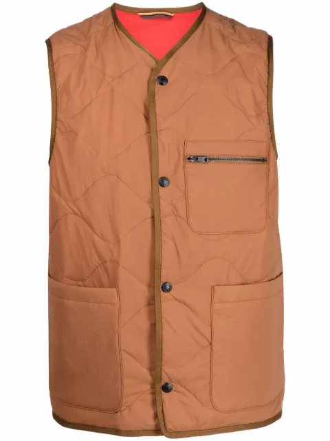 Paul Smith quilted wave gilet Brown M1R243XH01626PAULSMITHWADDEDGILETBROWN