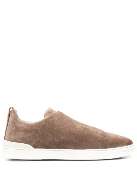 Zegna Triple Stitch slip-on sneakers Brown LHSOYA4667X