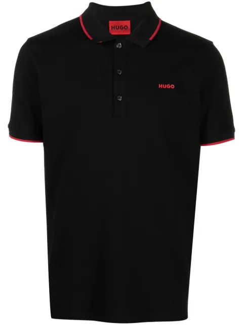 HUGO logo-print polo shirt Black 50467344