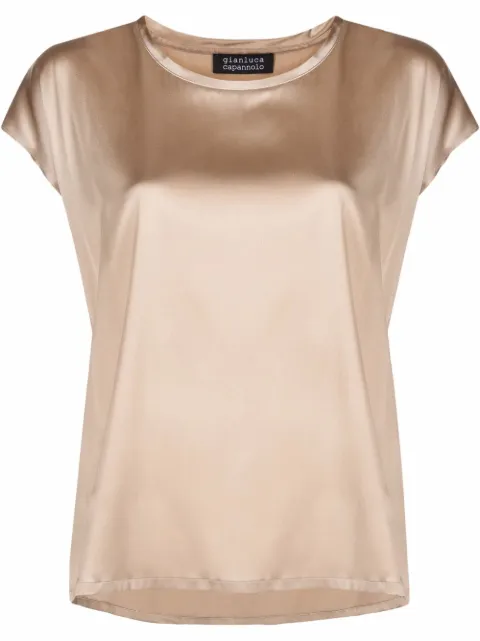 Gianluca Capannolo satin-finish short-sleeve T-shirt Neutrals 22ET512400