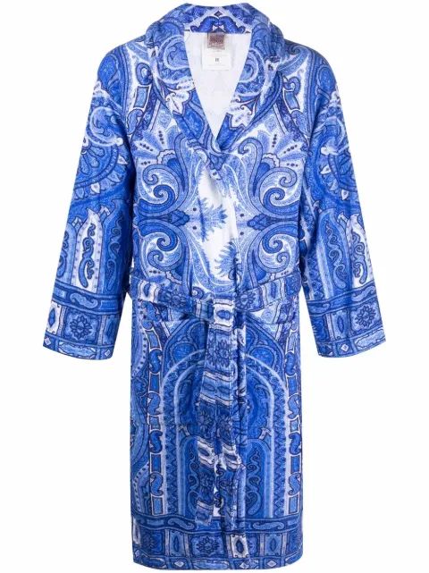 ETRO HOME paisley print bathrobe Blue 41A826546