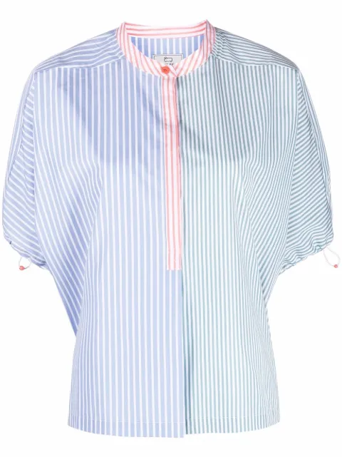 Woolrich contrast-panel striped blouse Green CFWWSI0120FRUT295231045