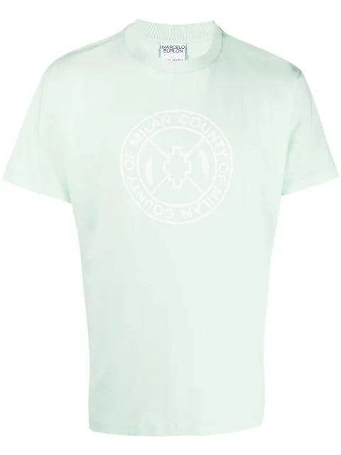 COUNTY OF MILAN logo-print T-shirt Blue CMAA018S22JER0114101