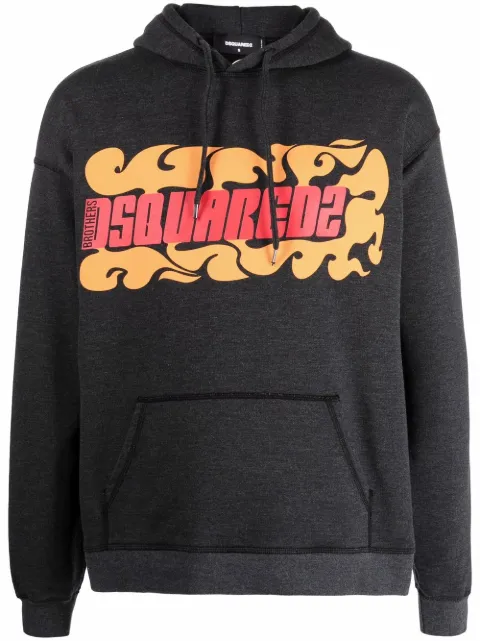 DSQUARED2 logo-print relaxed hoodie Grey S71GU0523S25542