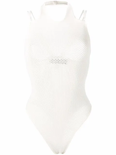 ANDREĀDAMO mesh panelled swimsuit White ADSS22BO02031474