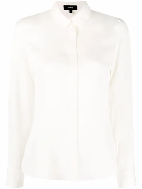 Theory long-sleeve silk shirt Neutrals M0102536