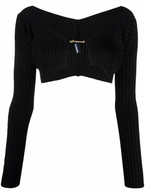 Jacquemus La Maille Pralu cropped cardigan Black 213KN1082190