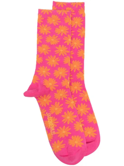 Jacquemus floral intarsia-knit socks Pink 221AC0255000
