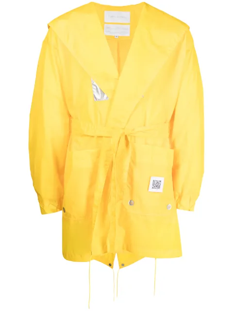 Fumito Ganryu reflective panel hooded raincoat Yellow Fu7Co01