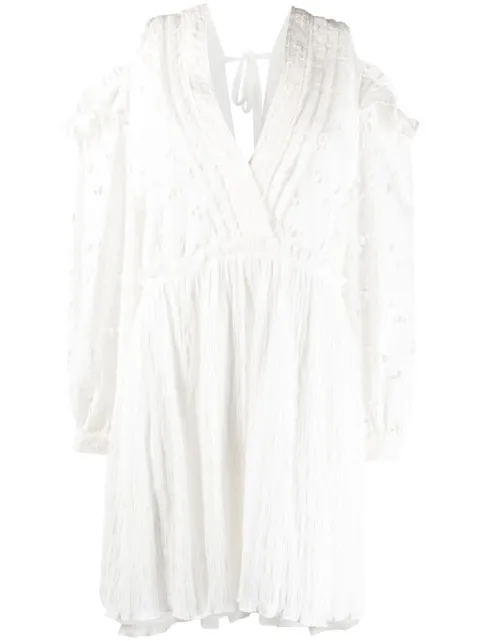 IRO cold-shoulder cut-out floral dress White WM33MEILA