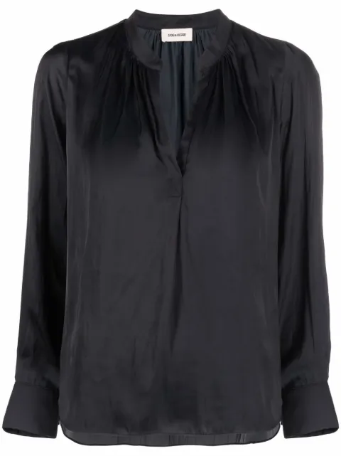 Zadig&Voltaire satin-finish V-neck blouse Black WWSH00033
