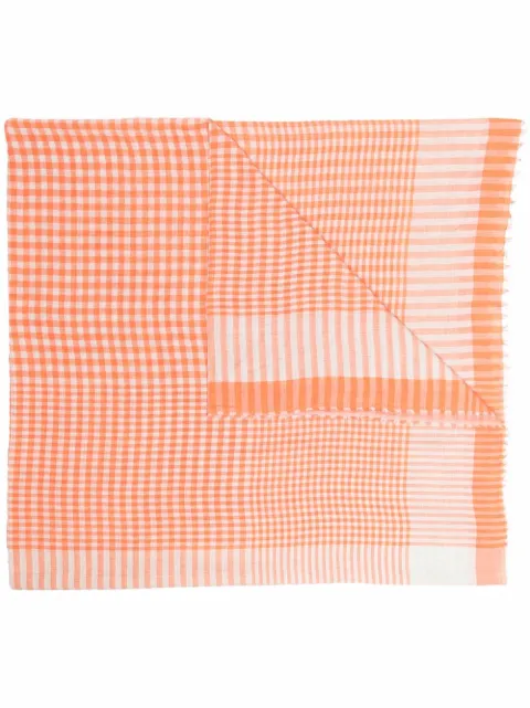Faliero Sarti check pattern scarf Orange 2065LUCA