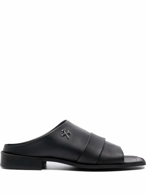 GmbH logo-plaque faux-leather sandals Black FGBHMHDSD0733D