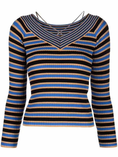 Andersson Bell striped rib-knit jumper Black PS22ATB716W