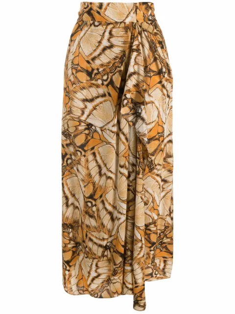 Alberta Ferretti butterfly-print skirt Neutrals A01030151