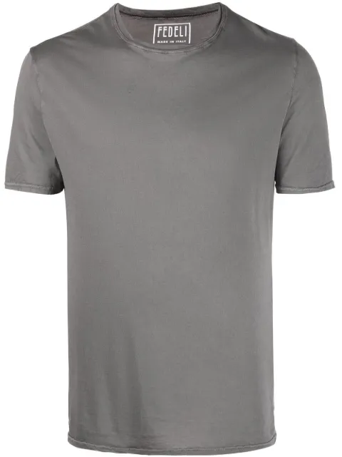 Fedeli short-sleeved cotton T-shirt Grey 5UEF0113