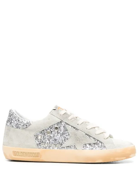 Golden Goose Super-Star trainers in silver glitter with ice-gray star and inserts Neutrals GWF00103F003401