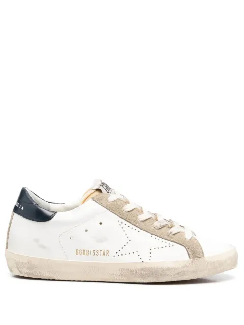 Golden Goose Super-Star trainers with perforated star and midnight blue heels tab White GWF00360F003184