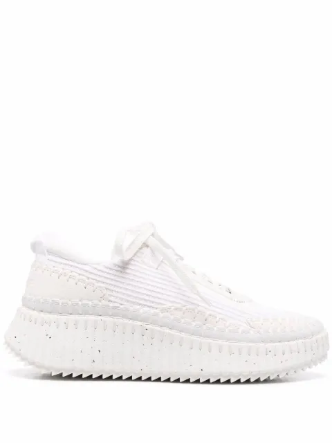 Chloé Nama whipstitch-trim sneakers Neutrals CHC22S579Y0