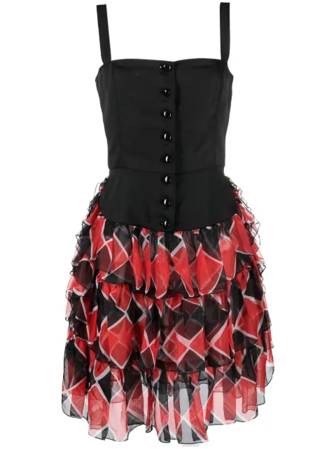 Saint Laurent Pre-Owned 1980s tiered ruffle dress Black YVSA1200S