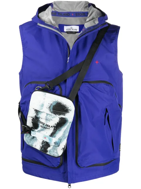Stone Island logo-embroidered hooded gilet Blue 7615G05X1
