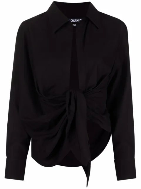 Jacquemus La Chemise Bahia draped shirt Black 213SH0021020
