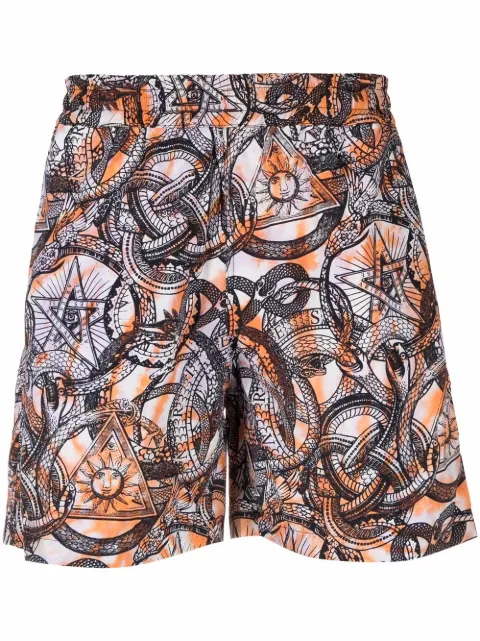 Aries graphic-print swim shorts Orange SSAR30103