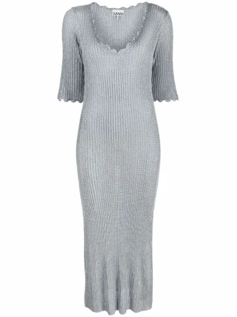 GANNI ribbed-knit dress Blue K1685694