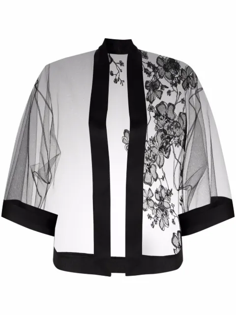 Carine Gilson floral embroidered tulle robe Black SA0907TIS22BLKBLK