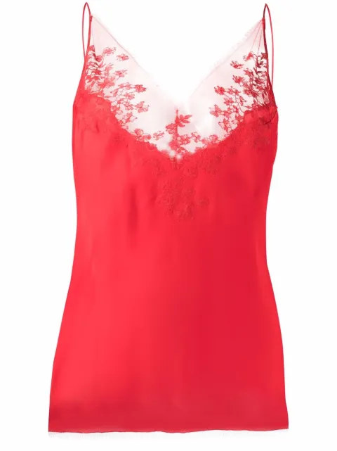 Carine Gilson floral-embroidery top Red SA0818DPS22ROUROU