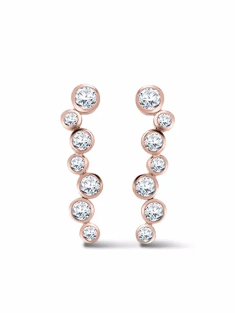 Pragnell 18kt rose gold Bubbles diamond earrings Pink F0269