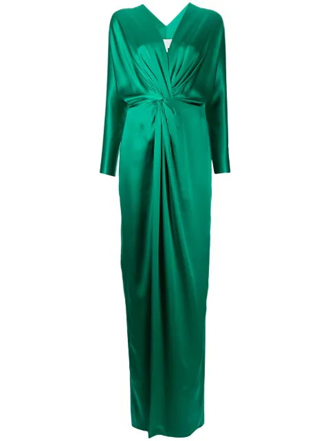 Michelle Mason twist-detail silk gown Green M9347