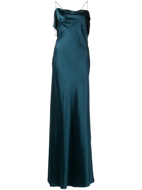Michelle Mason square-neck silk dress Blue M9278B