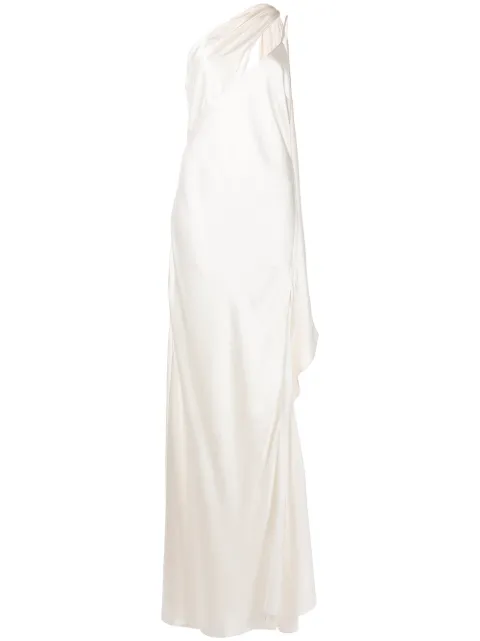 Michelle Mason drape-panel silk gown White M9159
