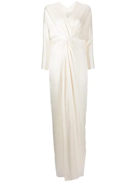 Michelle Mason twist-detail silk gown Neutrals M9347