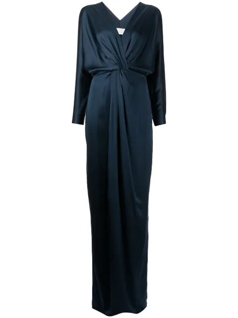Michelle Mason twist-detail silk gown Blue M9347