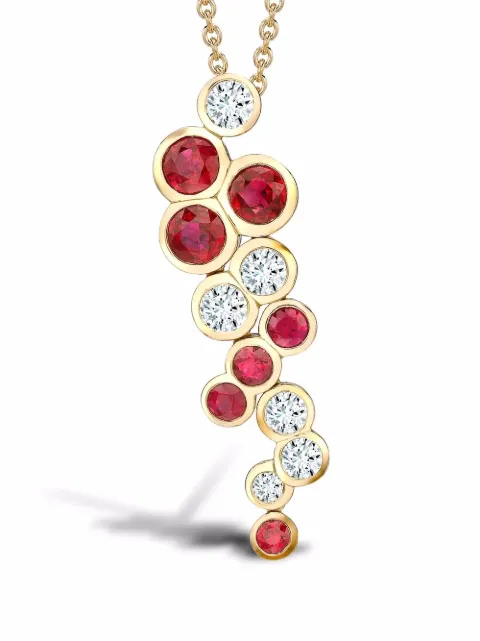 Pragnell 18kt rose gold Bubble ruby diamond pendant necklace Pink F0038