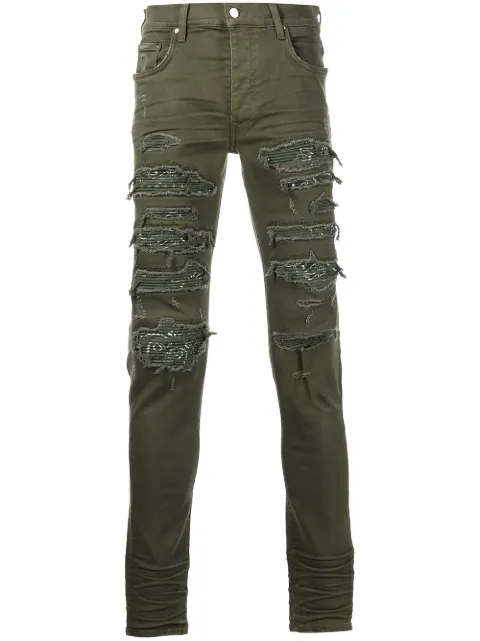 AMIRI Bandana Thrasher skinny jeans Green PS22MDS061351