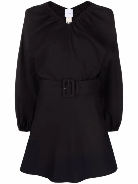 Patou balloon-sleeve belted mini dress Black DR0840017999B