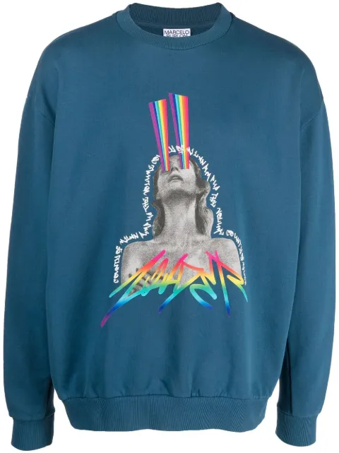 COUNTY OF MILAN graphic print sweatshirt Blue CMBA049S22FLE0044887
