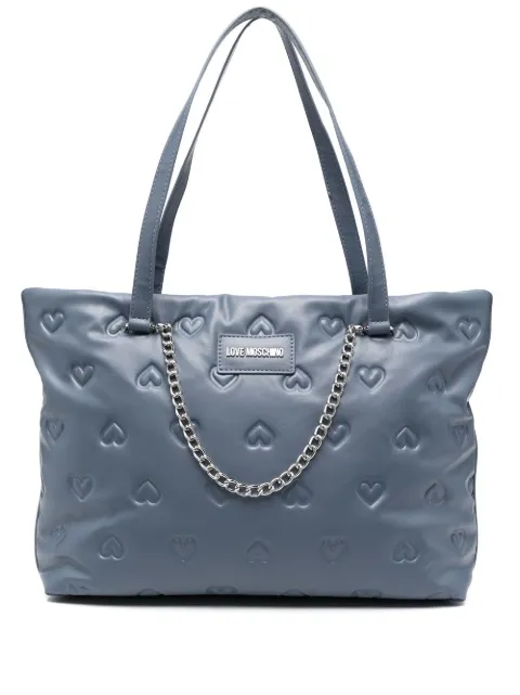Love Moschino chain-detail logo-lettering tote-bag Blue JC4036PP1FLD0