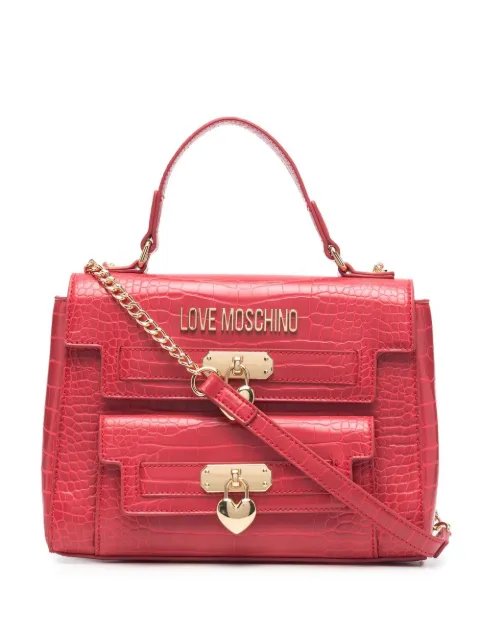 Love Moschino crocodile-embossed tote bag Red JC4200PP1FLF0
