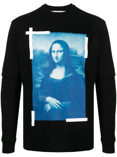 Off-White Monalisa print long-sleeve T-shirt Black OMAB068C99JER0011045